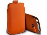 iTronixs Zenfone 2 ZE551ML Z3580 5.5 inch Protective Faux Leather Pull Tab Stylish Fitted Pouches Case Cover Skin Orange