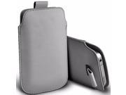 iTronixs Philips Xenium V526 5 inch Protective Faux Leather Pull Tab Stylish Fitted Pouches Case Cover Skin Grey