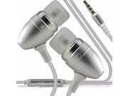 iTronixs UMI Emax Premium Quality Aluminium In Ear Earbud Stereo Hands Free Headphones Earphone Headset with Built in Microphone Mic On Off Button Silver