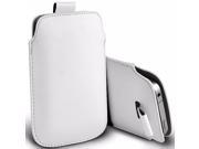 iTronixs ZTE Avid Plus 5 inch Protective Faux Leather Pull Tab Stylish Fitted Pouches Case Cover Skin White