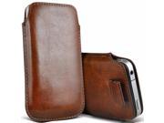 iTronixs Samsung Galaxy S5 Neo 5.1 inch Protective Faux Leather Pull Tab Stylish Fitted Pouches Case Cover Skin Brown