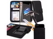 iTronixs Wiko Tommy 5 inch Black Case Clamp Style Wallet Protective PU Leather Cover with Tempered Glass