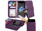 iTronixs Huawei Ascend P6S 4.7 inch Purple Case Clamp Style Wallet Protective PU Leather Cover with Tempered Glass