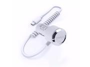 iTronixs ZTE Axon 7 Universal USB Type C Car Charger 2000 mah Coiled Cord Adaptor White