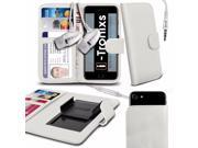 iTronixs LYF Wind 5 5 inch Case Clamp Style Wallet Protective PU Leather Cover With Earphone White