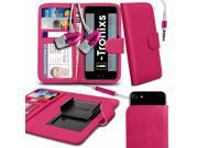 iTronixs ZTE Q7 C 5.5 inch Case Clamp Style Wallet Protective PU Leather Cover With Earphone Pink