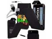 iTronixs Prestigio Muze A3 4.5 inch PU Leather Slide Up Down Spring Pocket Top Flip Folio Phone Case Cover With Earphone Black