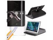 iTronixs Skytex SKYPAD SP722 7 inch Tablet Case Carbon 360 Rotating 4 Springs stand wallets with Tempered Glass LCD Screen Protector Guard Carbon Black