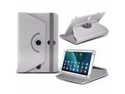 iTronixs Ekotab Encore D 7 inch Tablet Case PREMIUM PU 360 Rotating Leather Wallet Folio Faux 4 Springs Stand White