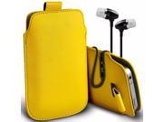 iTronixs Posh Mobile Titan Pro Hd E550 5.5 inch Protective Faux Leather Pull Tab Stylish Fitted Pouches Case Cover Skin with Earphone Yellow