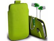 iTronixs Elephone P4000 5 inch Protective Faux Leather Pull Tab Stylish Fitted Pouches Case Cover Skin with Earphone Green