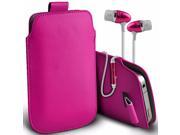 iTronixs Bq Aquaris E5 4G 5 inch Protective Faux Leather Pull Tab Stylish Fitted Pouches Case Cover Skin with Earphone Hot Pink