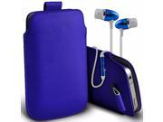 iTronixs Cubot C9 4 inch Protective Faux Leather Pull Tab Stylish Fitted Pouches Case Cover Skin with Earphone Blue