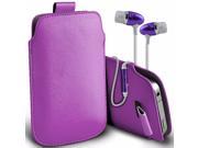 iTronixs HTC Desire 630 5 inch Protective Faux Leather Pull Tab Stylish Fitted Pouches Case Cover Skin with Earphone Purple