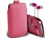 iTronixs Jiake N7100 5.3 inch Protective Faux Leather Pull Tab Stylish Fitted Pouches Case Cover Skin with Earphone Baby Pink