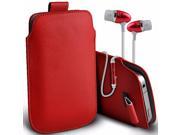 iTronixs LG K8 4G 5 inch Protective Faux Leather Pull Tab Stylish Fitted Pouches Case Cover Skin with Earphone Red