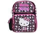 Hello Kitty Large 16 Cloth Backpack Book Bag Pack Blk Wht Faces