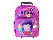 Peppa Pig Large Rolling 16 Cloth Backpack Book Bag Pink