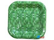 Minecraft Inspired Block Pattern Large 10 Inch Square Lunch Dinner Plates Green