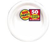 Amscan Big Party Pack 50 Count Plastic Lunch Plates 10.5 Inch White