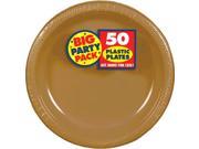 Amscan Big Party Pack 50 Count Plastic Dessert Plates 7 Inch Gold