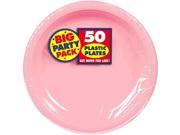 Amscan Big Party Pack 50 Count Plastic Dessert Plates 7 Inch New Pink