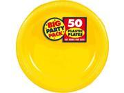 Amscan Big Party Pack 50 Count Plastic Dessert Plates 7 Inch Sunshine Yellow