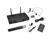 VHF Wireless Microphone Receiver System with Independent Volume Control Includes Handheld Microphone and Belt Pack Transmitter with Lavalier Microphone