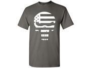 Punisher United States Flag Spike Skull Military Police T Shirt Charcoal 2XL