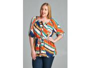 Plus Size Printed Tied Waist Top