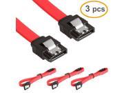 Relper Lineso 3 Pack 10 Inches Straight 6.0Gbps SATA III Cable With Locking Latch
