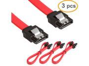 Relper Lineso 3pcs 18 Inches 26AWG Straight SATA Cable 6Gbps With Locking Latch red