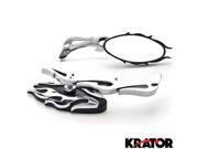 Krator® Flame Rear View Mirrors Chrome Pair w Adapters For Harley Davidson V Rod Night Street V Rod