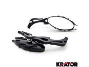 Krator® Flame Rear View Mirrors Black Pair w Adapters For Kawasaki VN Vulcan 700 750