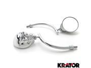 Krator® Skull Skeleton Rear View Mirrors Chrome w Adapter For Honda VT Shadow Ace Classic 500 700 750 1100
