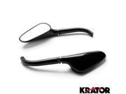 Krator® Black Motorcycle Golf Club Mirrors Free Adapters For Harley Davidson Dyna Glide Wide Glide FXDWG FXWG
