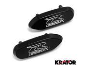 Krator® Mirror Block Off Base Plates Logo Engraved Black For 2005 2008 Suzuki GSXR 1000 GSX R1000