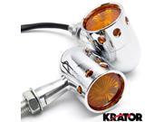 Krator® 2pcs Chrome Motorcycle Turn Signals Blinker Lights For Yamaha Virago XV 250 500 535 700 750 920 1100