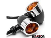 Krator® 2pc Black Chrome Motorcycle Turn Signals Lights For Vespa 50 Ciao Bravo Grande Deluxe