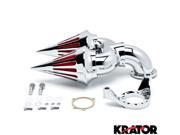 Krator® Chrome Dual Spike Intake Air Cleaner Filter Kit For Harley Davidson CVO Custom Applications
