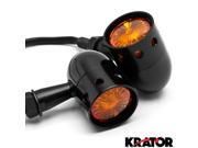 Krator® 2pcs Black Motorcycle Turn Signals Blinkers Lights For Harley Davidson Road King Custom Classic