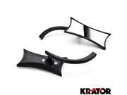 Krator® Black Twisted Motorcycle Mirrors Bolt Adapters For Harley Davidson Police FLHP