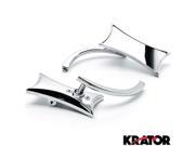 Krator® Chrome Twisted Motorcycle Mirrors Bolt Adapters For Harley Davidson Dyna Super Glide Sport