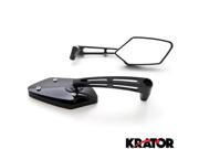 Krator® Custom Rear View Mirrors Black Pair w Adapters For Kawasaki Vulcan Classic Custom 900