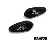 Krator® Mirror Block Off Base Plates Logo Engraved Black For 2004 Yamaha R1 YZF R1