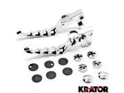 Krator® Chrome Hand Levers Skull Cross Grooved Emblems For Harley Davidson 1200 Nightster XL1200N 2010 2012