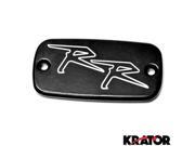 Krator® Motorcycle Fluid Black Reservoir Cap Logo Engraved For 2006 Honda CBR 600RR 600 RR