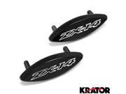 Krator® Mirror Block Off Base Plates Logo Engraved Black For 2007 Kawasaki Ninja ZX 14 ZX 14R ZX1400