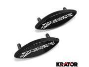 Krator® Mirror Block Off Base Plates Logo Engraved Black For 2000 Kawasaki Ninja ZX12R