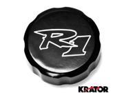 Krator® Motorcycle Fluid Black Reservoir Cap Logo Engraved For 2006 2007 Yamaha YZF R1